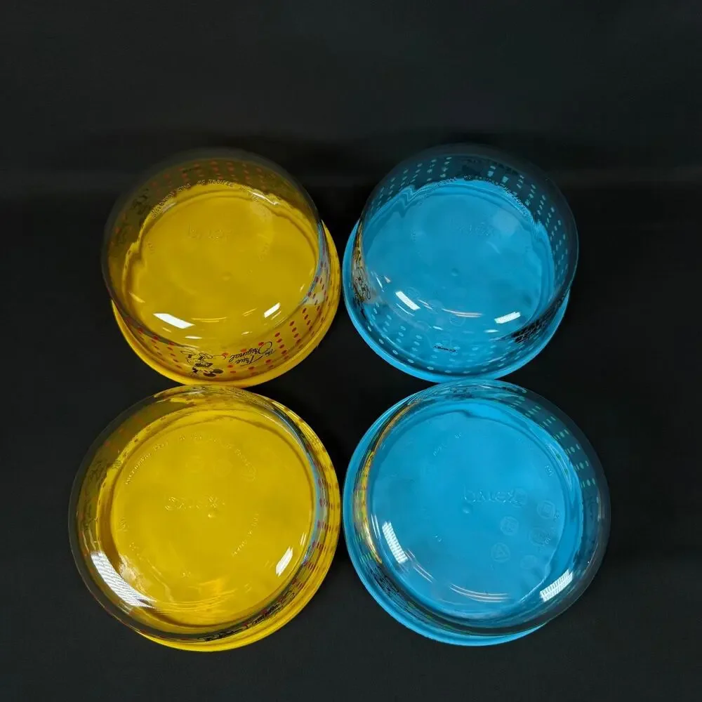 Lot of 4 Pyrex Mickey Mouse Disney Storage Bowls w lid Set Vintage 6